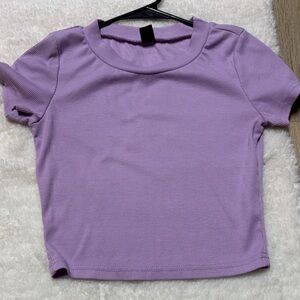 SHEIN Lilac Short Sleeve Ribbed Tee